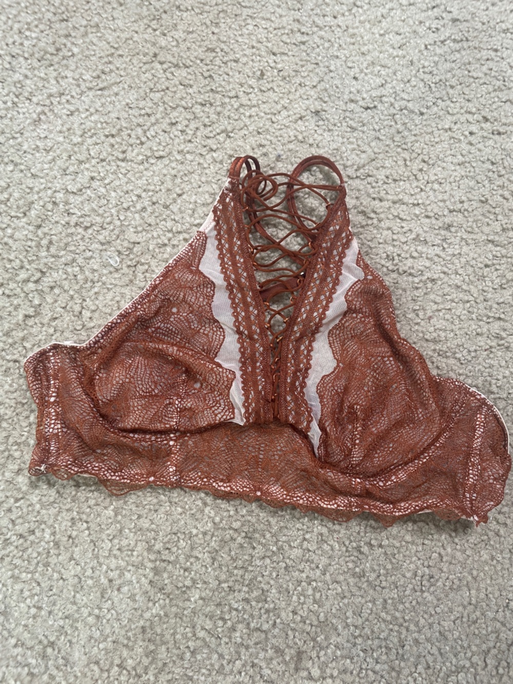 Victoria's Secret Rust Lace Bralette with Front Lacing